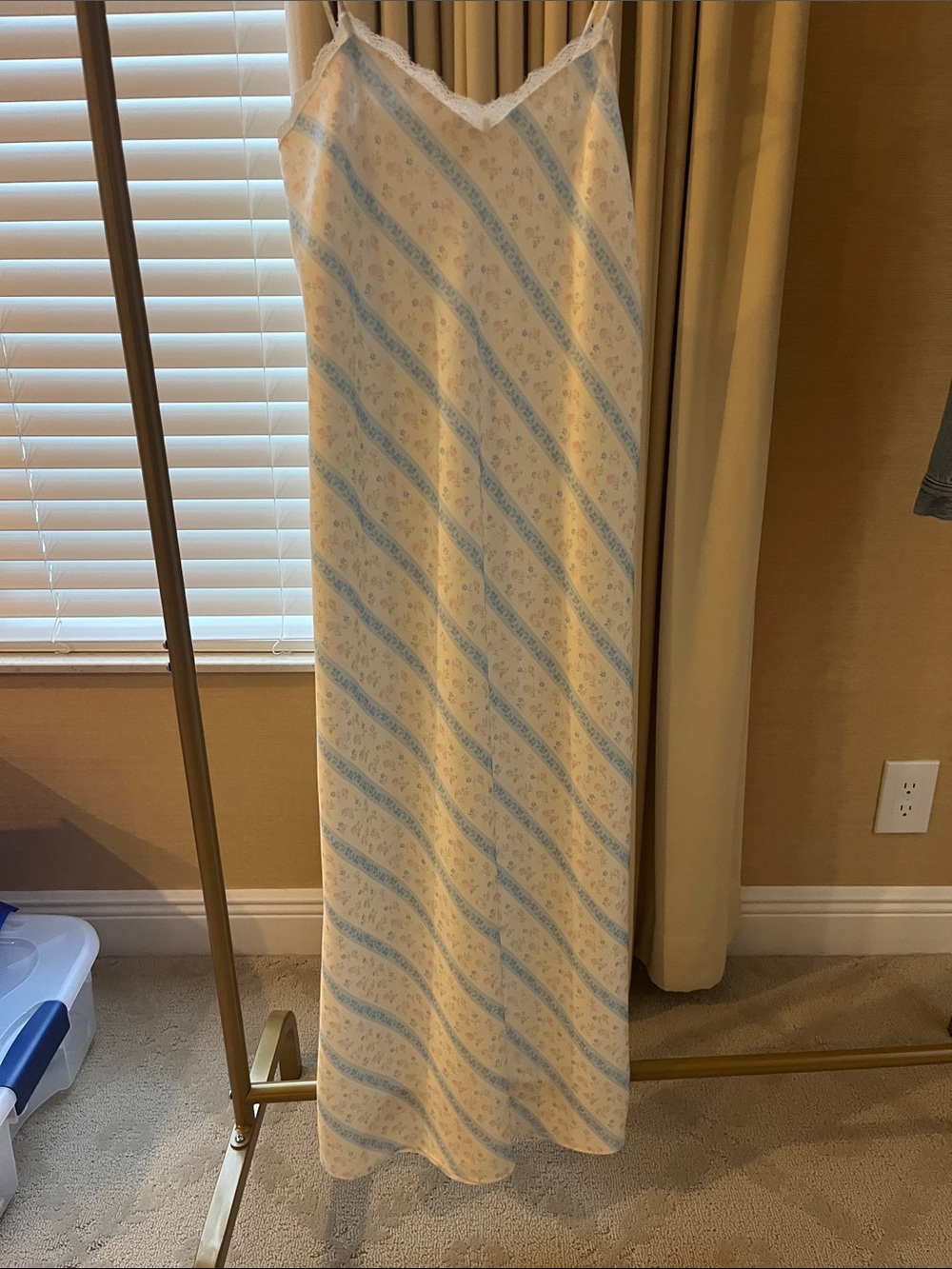 Tween LoveShackFancy Cream and Light Blue Floral Stripe Dress